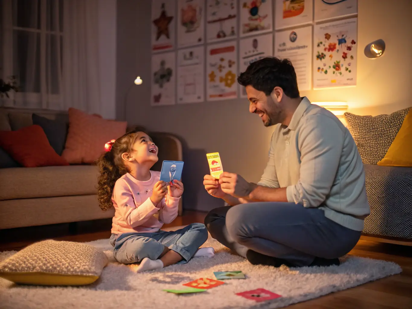 An image showing a child successfully communicating with a parent using visual aids. The focus is on the positive interaction and the child's engagement.