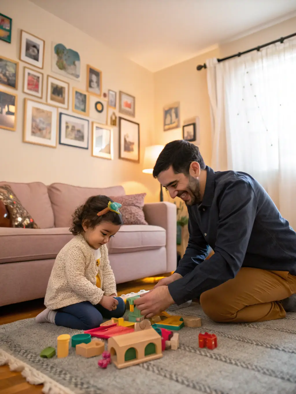 A warm image of a parent and child engaging in a playful conversation, highlighting the communication module's emphasis on building strong connections.