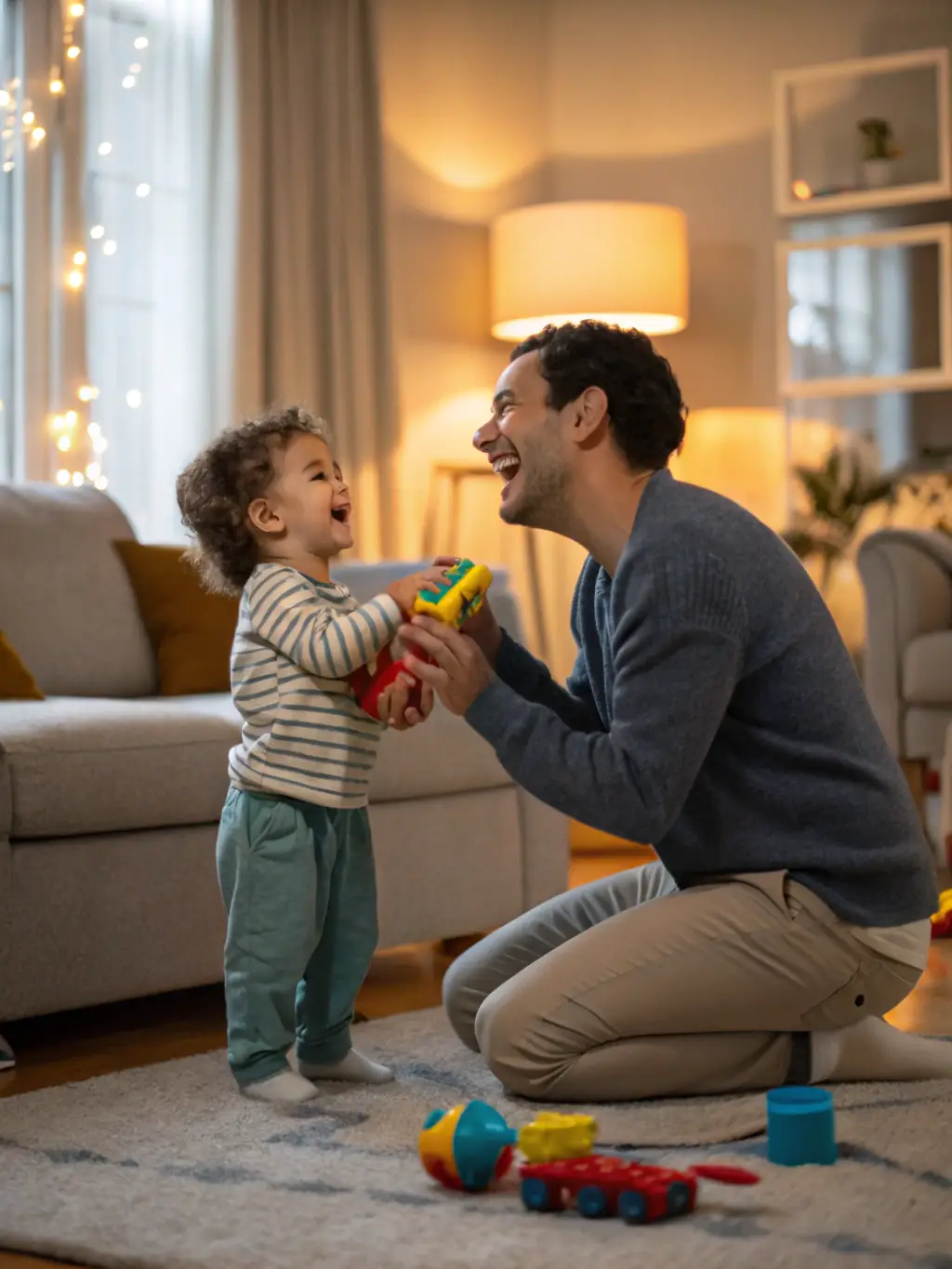 A heartwarming image depicting a parent engaging with their child in a playful activity, symbolizing the autism module's focus on understanding and connecting with children on the spectrum.