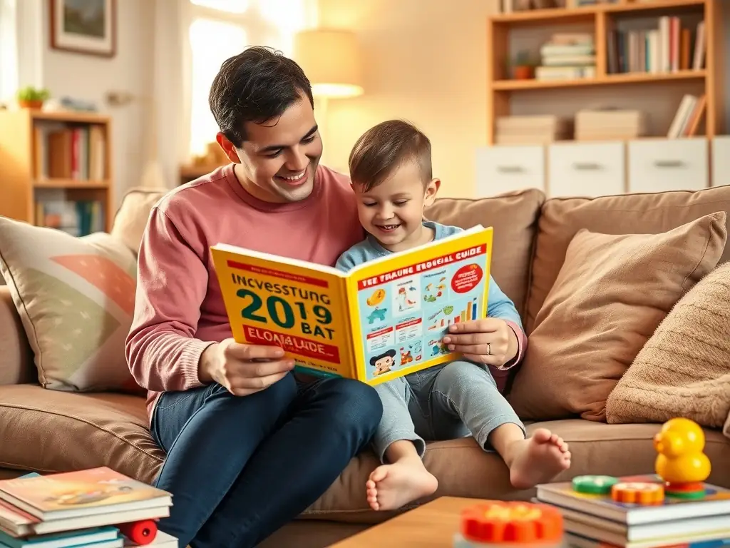A parent working with their child on a therapy exercise at home, using materials and techniques learned from the Creciendo Juntos program. The scene is set in a comfortable and familiar home environment.